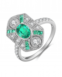 OVAL EMERALD DIAMOND RING (TR3875)