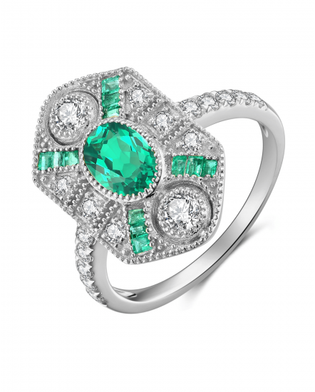 OVAL EMERALD DIAMOND RING (TR3875)