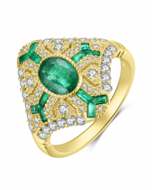OVAL EMERALD DIAMOND RING (TR3879)