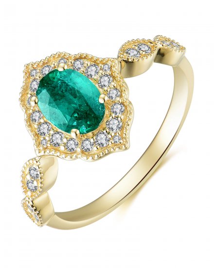 OVAL EMERALD DIAMOND RING (TR3904)