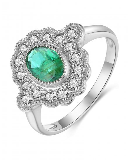 OVAL EMERALD DIAMOND RING (TR3911)