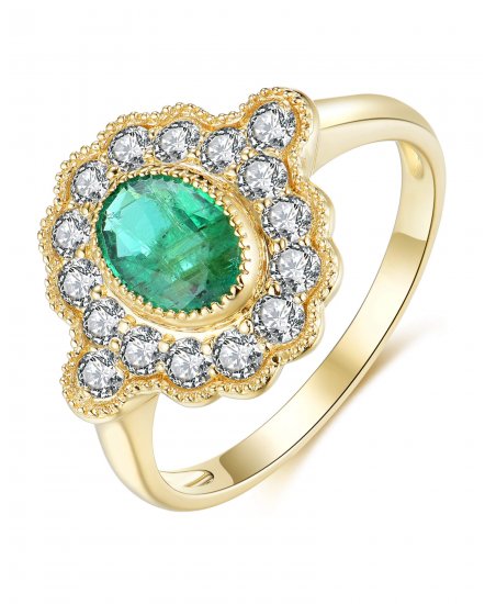 OVAL EMERALD DIAMOND RING (TR3911)