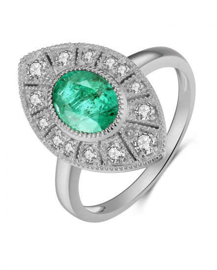 MARQUISE STYLE EMERALD DIAMOND RING (TR3912)