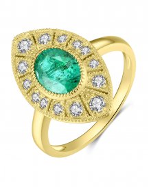 MARQUISE STYLE EMERALD DIAMOND RING (TR3912)