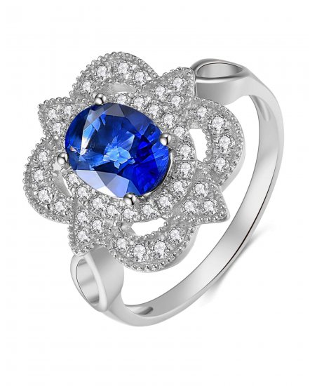 OVAL SAPPHIRE DIAMOND RING (TR3921)