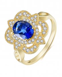 OVAL SAPPHIRE DIAMOND RING (TR3921)