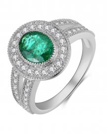 OVAL EMERALD DIAMOND RING (TR3922)