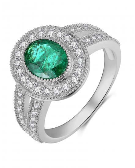 OVAL EMERALD DIAMOND RING (TR3922)