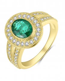 OVAL EMERALD DIAMOND RING (TR3922)