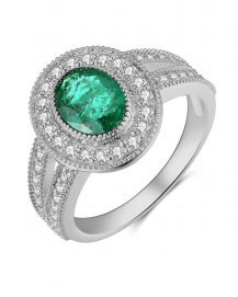 OVAL EMERALD DIAMOND RING (TR3922)