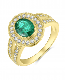 OVAL EMERALD DIAMOND RING (TR3922)