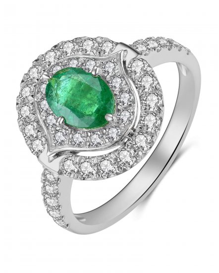 OVAL EMERALD DIAMOND RING (TR3924)