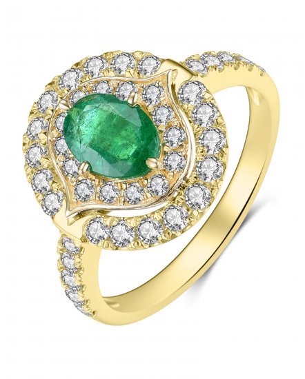 OVAL EMERALD DIAMOND RING (TR3924)