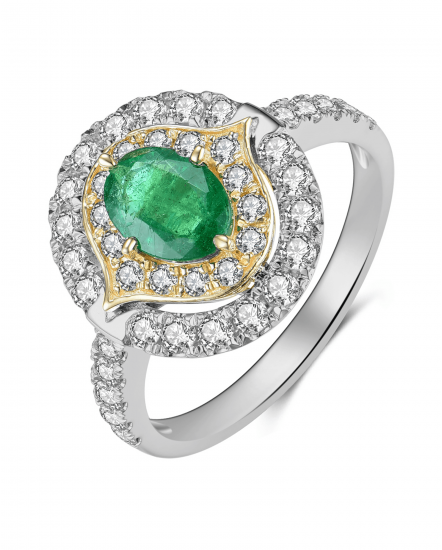 OVAL EMERALD DIAMOND RING (TR3924)