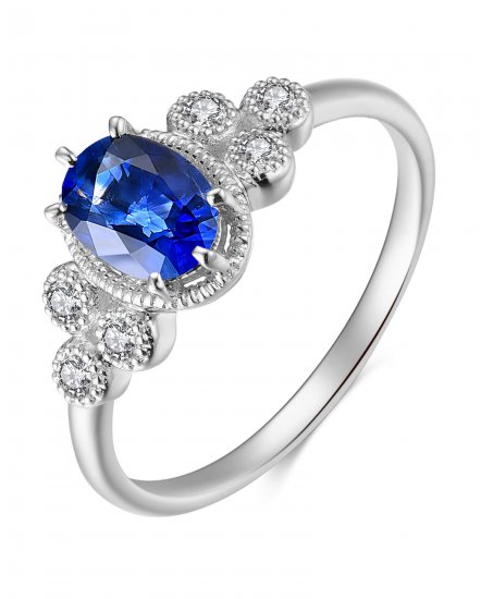 OVAL SAPPHIRE DIAMOND RING (TR3932)