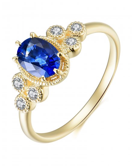 OVAL SAPPHIRE DIAMOND RING (TR3932)