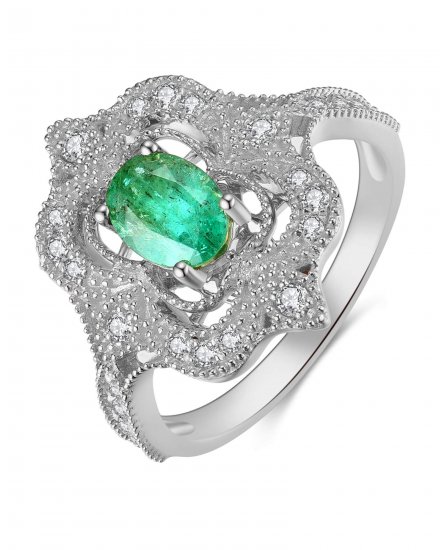 OVAL EMERALD DIAMOND RING (TR3933)