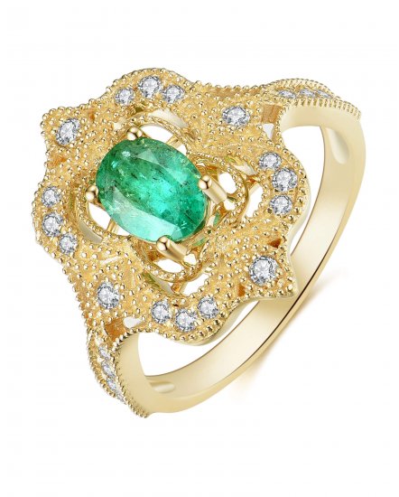 OVAL EMERALD DIAMOND RING (TR3933)