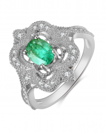 OVAL EMERALD DIAMOND RING (TR3933)
