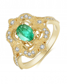 OVAL EMERALD DIAMOND RING (TR3933)