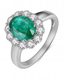 OVAL EMERALD DIAMOND RING (TR3935)