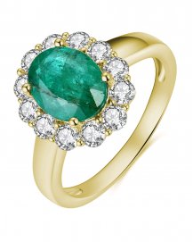 OVAL EMERALD DIAMOND RING (TR3935)