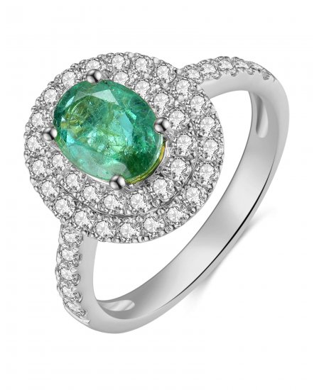 OVAL EMERALD DIAMOND RING (TR3940)