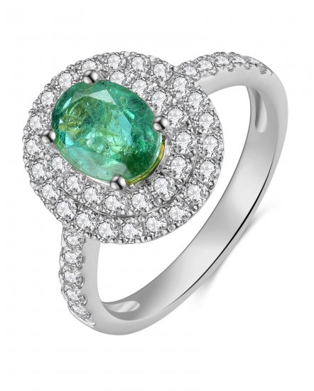 OVAL EMERALD DIAMOND RING (TR3940)