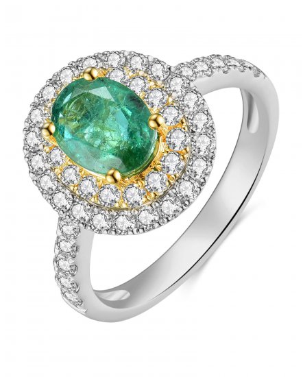 OVAL EMERALD DIAMOND RING (TR3940)