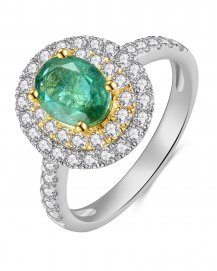 OVAL EMERALD DIAMOND RING (TR3940)