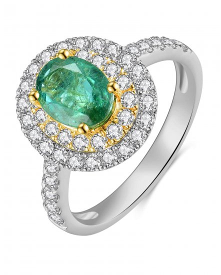OVAL EMERALD DIAMOND RING (TR3940)