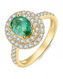 OVAL EMERALD DIAMOND RING (TR3940)