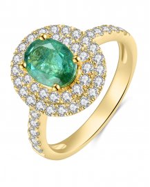 OVAL EMERALD DIAMOND RING (TR3940)