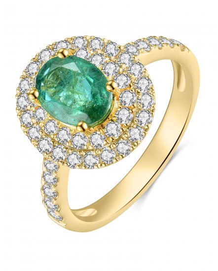 OVAL EMERALD DIAMOND RING (TR3940)