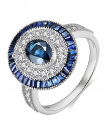 OVAL SAPPHIRE DIAMOND RING (TR3941)