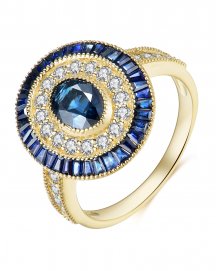 OVAL SAPPHIRE DIAMOND RING (TR3941)