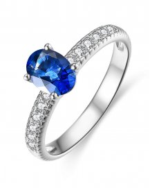 OVAL SAPPHIRE DIAMOND RING (TR3957)