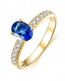 OVAL SAPPHIRE DIAMOND RING (TR3957)