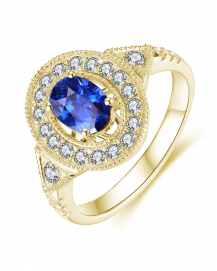 OVAL SAPPHIRE DIAMOND RING (TR3960)