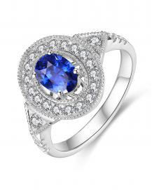 OVAL SAPPHIRE DIAMOND RING (TR3960)
