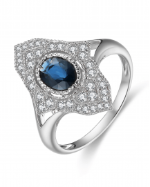 OVAL SAPPHIRE DIAMOND RING (TR3968)