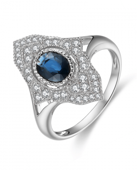 OVAL SAPPHIRE DIAMOND RING (TR3968)