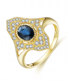 OVAL SAPPHIRE DIAMOND RING (TR3968)