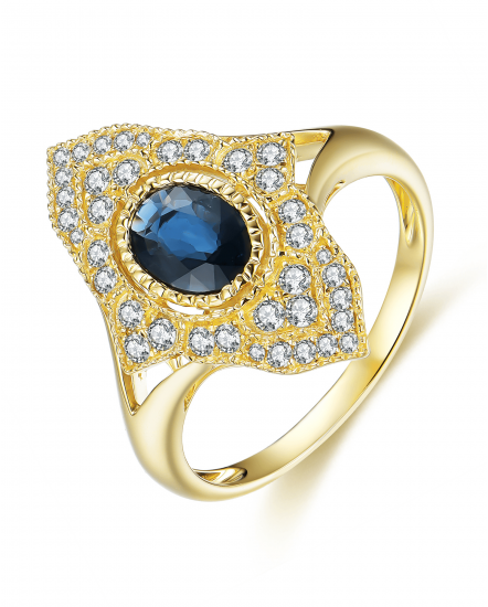 OVAL SAPPHIRE DIAMOND RING (TR3968)