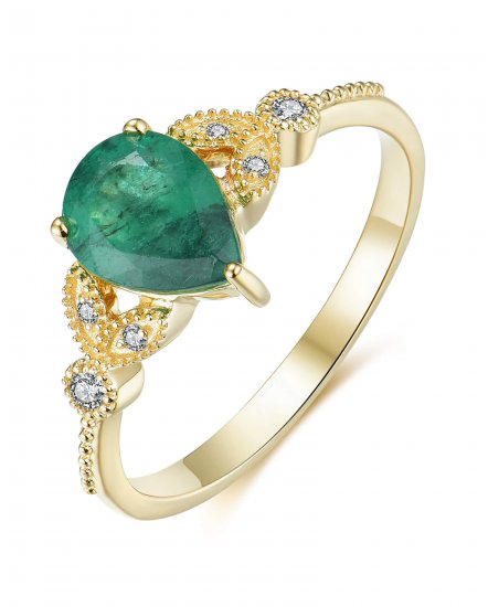 PEAR EMERALD DIAMOND RING (TR3971)