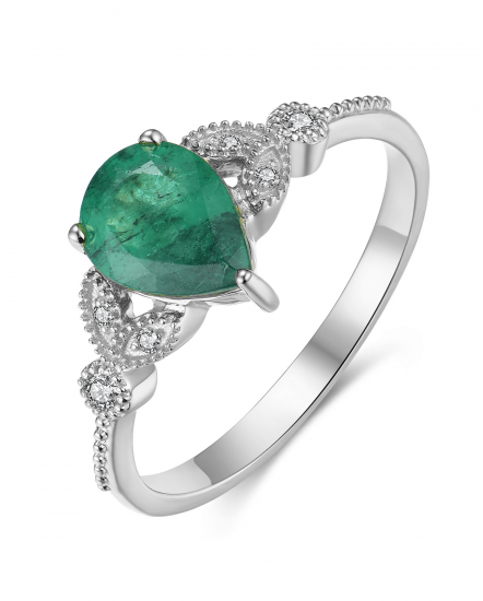 PEAR EMERALD DIAMOND RING (TR3971)