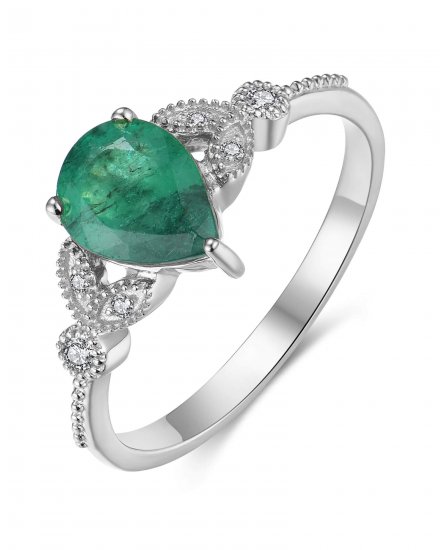 PEAR EMERALD DIAMOND RING (TR3971)