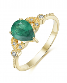 PEAR EMERALD DIAMOND RING (TR3971)