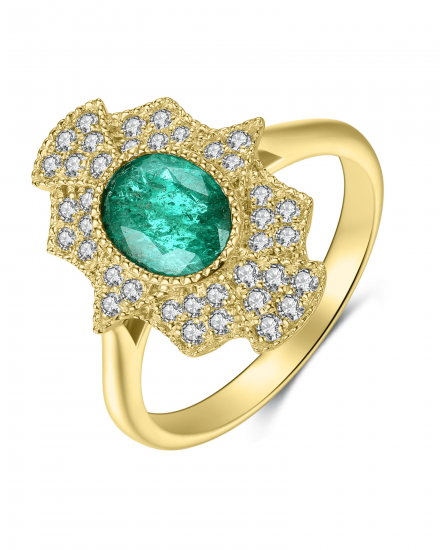 OVAL EMERALD DIAMOND RING (TR3975)