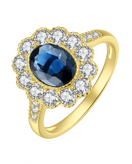 OVAL SAPPHIRE DIAMOND RING (TR3980)